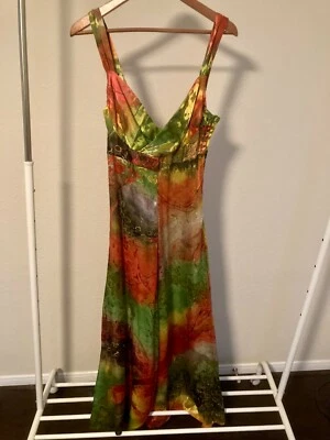 Multicolor silk chiffon sleeveless formal floor length dress size s/m - Image 1 of 4
