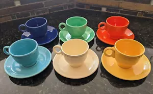 Fiestaware Coffee Tea Cups and Saucers Original Colors Excellent Fiesta - Picture 1 of 17