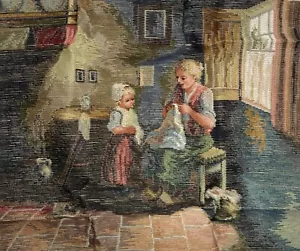 ANNE MULDER DUTCH ROOM SEWING w/CHILD Needlepoint Tramme Kit w/Petit Point - Picture 1 of 5