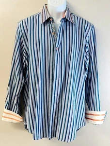 Robert Graham X Mens XL Long Sleeve Striped Purple Blue - Picture 1 of 14