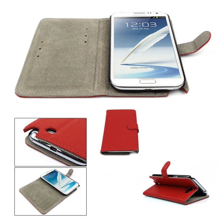 NEW WALLET CASE COVER STAND MAGNETIC PU LEATHER RED FOR GALAXY NOTE II - Image 1 of 1