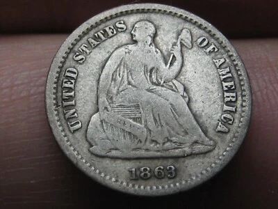 1863 S Seated Liberty Half Dime- San Francisco, Fine/VF Details - Image 1 of 4