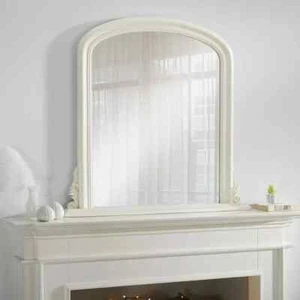 Overmantle Mirror Canterbury Arched Shape Antique Ivory Frame H86 x L88 x W6cm - Picture 1 of 4