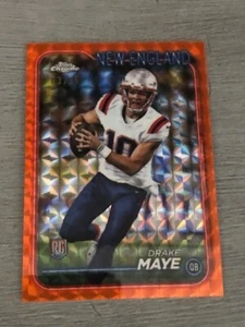 2024 Topps Chrome #203 Drake Maye RC Rookie rifrattore geometrico arancione /25 - Foto 1 di 6