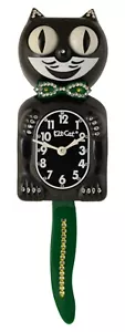 Limited Edition Green Bow Kit-Cat Klock Swarovski Tail w/Bow Tie Jeweled Clock - Picture 1 of 1