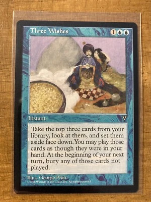 MTG✨THREE WISHES✨Visions MINT RARE Instant 1996 RESERVE LIST Pratt Art UNPLAYED! - Image 1 of 2