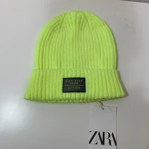 Zara Youth Neon Yellow Beanie Size 10-14 Years - Picture 1 of 4