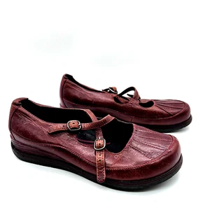 Dansko Womens Burgundy Leather Double Strap Mary Jane Cross Strap Shoes Size 37 - Picture 1 of 19