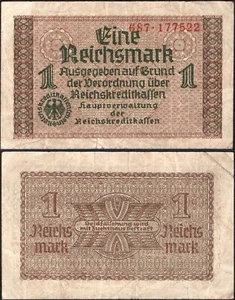 1 Reichsmark 1940-1945 Series: 687-177522 - Reichskreditkassen note -F-#A22 - Picture 1 of 4