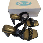 Soda Found Block Heels Sandals Womens Size 7.5M Black Braided Double Strap