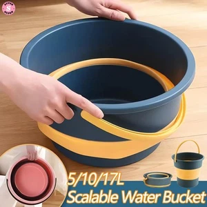 Cubo Portátil Plegable 5/10/17l con Cubierta Lavado Pesca Baño Herramientas Silicona - Imagen 1 de 22