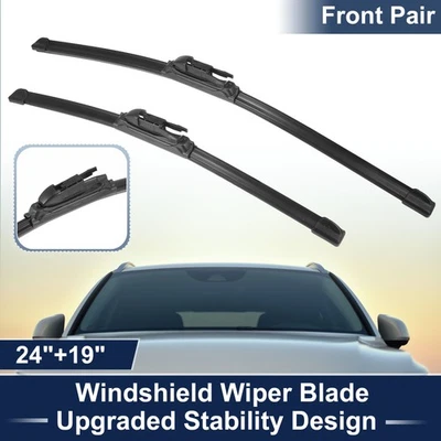 24"+19" Front Upgraded Windshield Wiper Blades for Audi A3 2005-2012 Pinch-Tab - Image 1 of 4