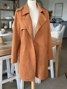 Bagatelle Faux Suede Tan Coat Jacket w Stretch & Soft Size M (12 & 14) - Picture 1 of 15
