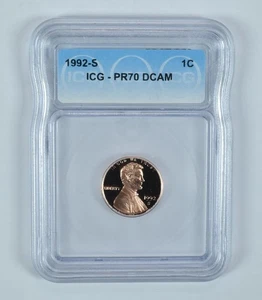 1992-S Lincoln Memorial Cent PR70 DCAM ICG *6677 - Picture 1 of 5