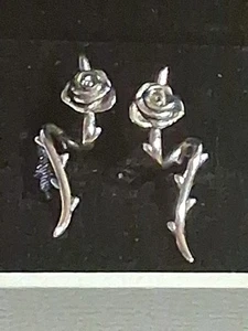 Pandora Authentic Brand New Sterling Silver Rose In Bloom Long Stem With Thorns - Picture 1 of 15