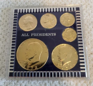 Presidents 6 Coin Commemorative Set - Eisenhower Dollar Kennedy Half In Case - Picture 1 of 3