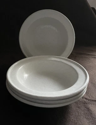 4 Bennington Potters Soup Bowls White on White Agate David Gil Signed-8 1/2" - Image 1 of 4