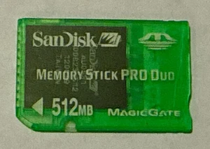 SanDisk Memory Stick Pro Duo 512 MB verde translúcido MagicGate - Imagen 1 de 2