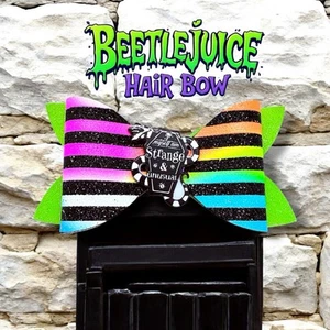 Beetlejuice Inspired Faux Leather Hair Bow Alligator Clip - Picture 1 of 5