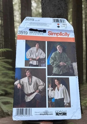 Simplicity 3519 A Tudor Renaissance Costume Pattern XS S M L XL Vintage Unisex - Image 1 of 4