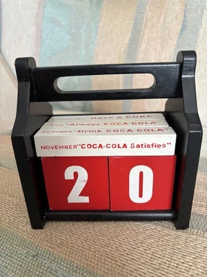 Coca-Cola Coke Manual Block Calendar Vintage Alternating Wood Blocks  - Image 1 of 4