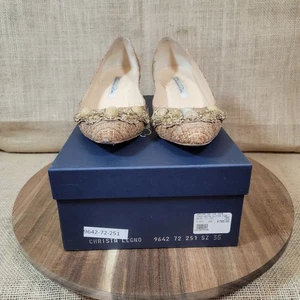 Oscar de la Renta Embellished Woven Kitten Heels Pumps Women's Euro Size 35 US 5 - Picture 1 of 12