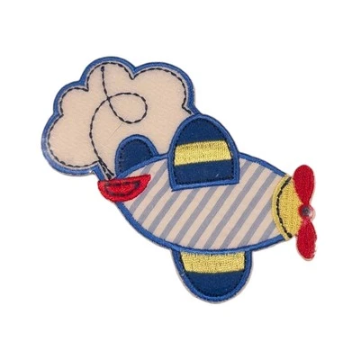 Simplicity Especially Baby Iron On AIRPLANE Blue Yellow Red Applique Patch 4.5" - Image 1 of 3