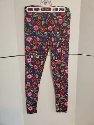 NUEVO Leggings LuLaRoe OS NEGROS Florales HALLOWEEN Esqueleto Baile Día de Muertos Foto 1 de 3