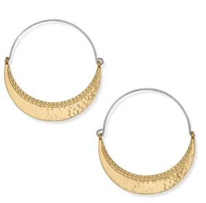Brighton Palm Canyon Large Hoop Brushed Gold Earrings NWT $68 - Picture 1 of 4