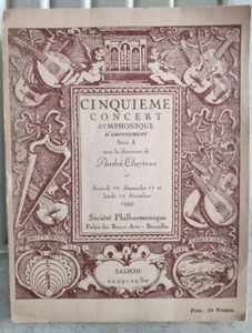 Andre Cluytens OSCCP Nikita Magaloff 1949 Belgian Concert Programme - Picture 1 of 2