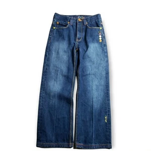 COOGI Kids Size 10 Blue Denim Pants Embroidered Pockets Colorful Stitch - Picture 1 of 12