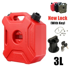 3L Red Fuel Tank Can Car Motorcycle Spare Petrol Oil Tank With Lock & Key - Picture 1 of 7
