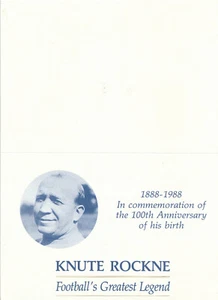 1988 Knute Rockne Notre Dame First Day Folio  Cacheted Unaddressed AG24 - Picture 1 of 4