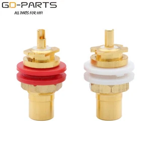 EIZZ 24K Gold Plated Brass Female RCA Jack Connector FR CD DVD Audio AMP Speaker - Picture 1 of 7