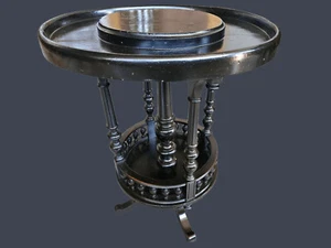 TAVOLINO ROTONDO IN LEGNO EBANIZZATO INTEGRO E ORIGINALE DI EPOCA XIX SECOLO - Foto 1 di 24