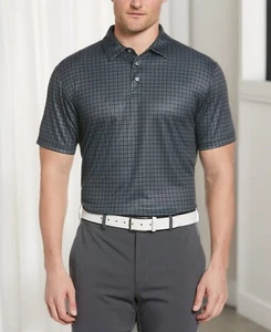 Pga Tour Mens Plaid Print Short Sleeve Polo Shirt Caviar Size XL NWT - Picture 1 of 6