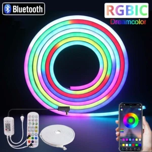 Smart RGBIC LED Strip Neon Flex Rope Lights Remote Control Bluetooth Music Party - Picture 1 of 17