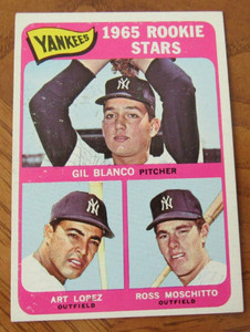 1965 Topps Baseball - # 566 Yankees Rookies (Gil Blanco, P; Art Lopez, OF; Ross
