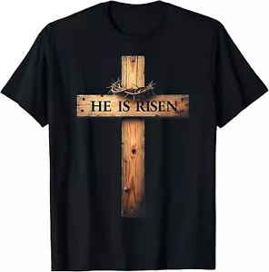 Easter Cross He Is Risen Jesus Christian Men Women Kid Youth T-Shirt - Picture 1 of 4