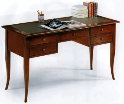 Mobile PC Schreibtisch Büro 5 Schubladen Arte Povera Dunkel Nussbaum 150 CM - Bild 1 von 4