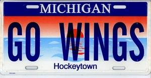HOCKEYTOWN MICHIGAN "GO WINGS" METAL LICENSE PLATE - Picture 1 of 2