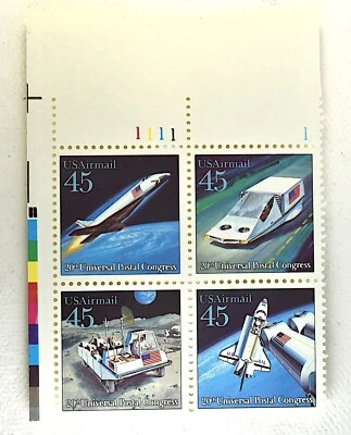 US AIR MAIL SCOTT #C122-125 FUTURE MAIL 20TH UNIVERSAL POST CONGRESS MNH, 1989 - Image 1 of 2