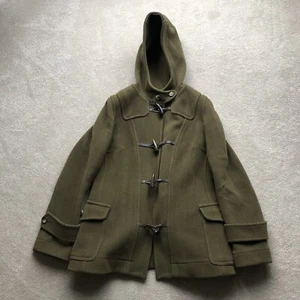 Invertere Women’s RARE 100% Wool Duffle Coat Olive Green Made in England Size 10 - Picture 1 of 23
