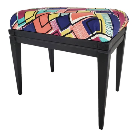 Vintage Maximalist Style Vanity Bench Stool Seat Upholstered Boho Mid-Century Cover