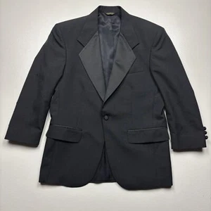 Pierre Balmain 40 Blazer Men’s Tuxedo One Button Black Satin Made In USA - Picture 1 of 11