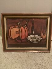 BERNARD BUFFET VTG PRINT ON BOARD MELON PEARS WINE BOTTLE FRAMED