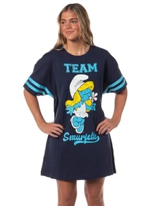 Die Schlümpfe Damen Varsity Team Schlumpfine Schlafshirt Nachthemd Lounge Oversized - Bild 1 von 4