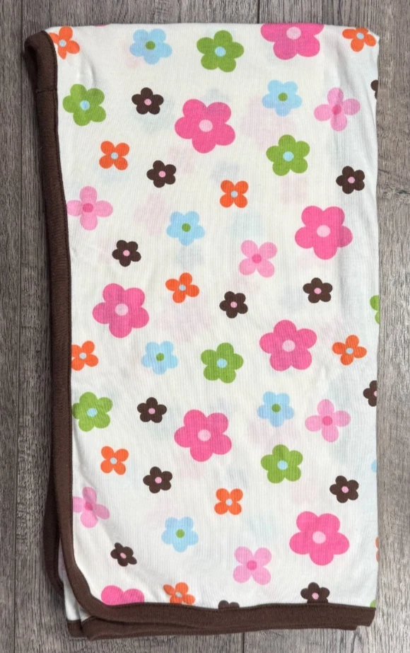 Nwot Baby Girl Vintage Just One Year Carter's Colorful Flower Swaddle Blanket - Image 1 of 3