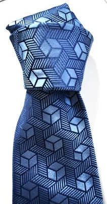 Corbata de seda geométrica azul tinta exclusiva de Turnbull & Asser hecha en Inglaterra 205 £ Foto 1 de 3