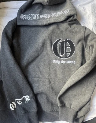Only The Blind OTB Grey Hoodie Size XS – Embroidered Gothic Logo – Streetwear - Image 1 of 4